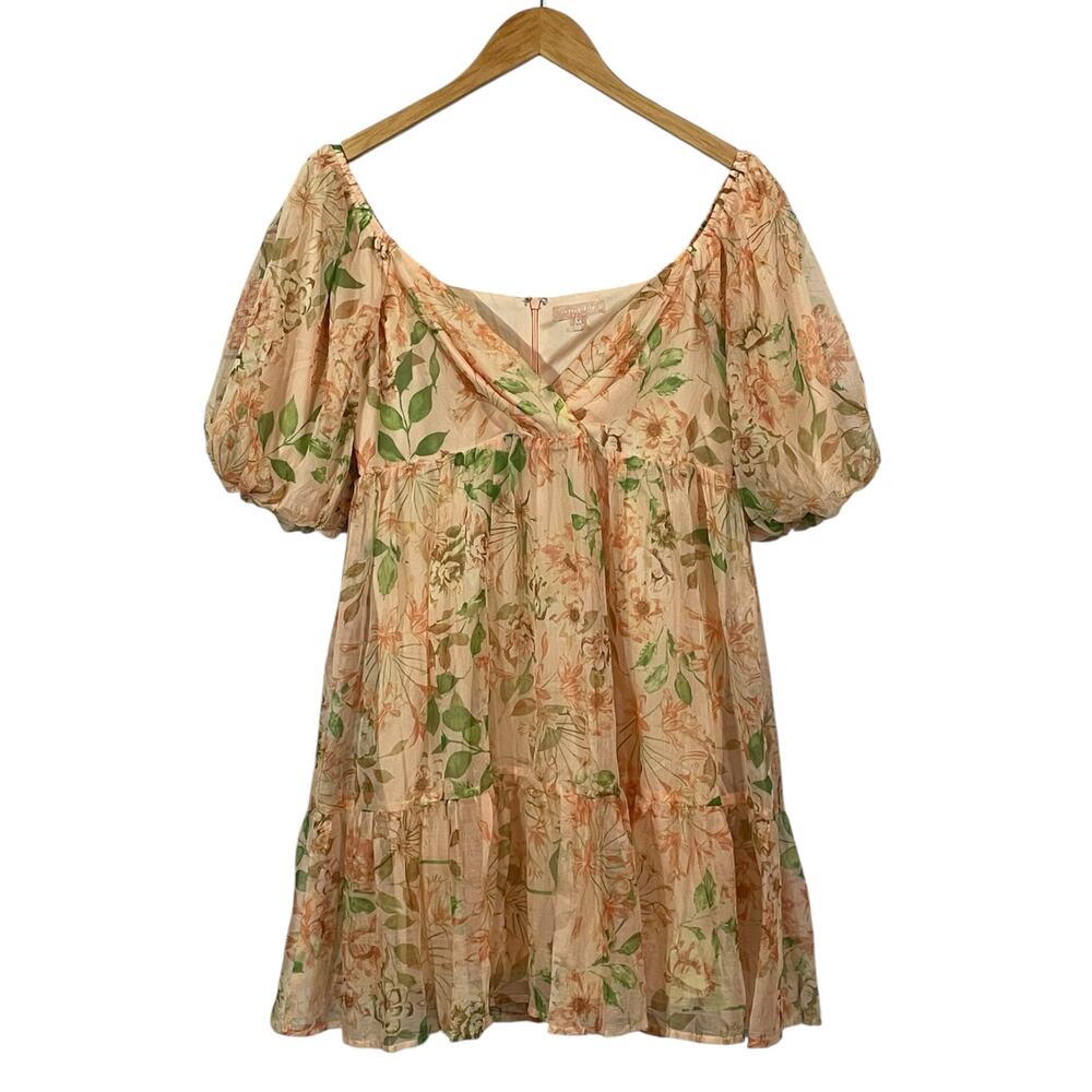 Lovecolette Floral Babydoll Dress - Peach - Medium